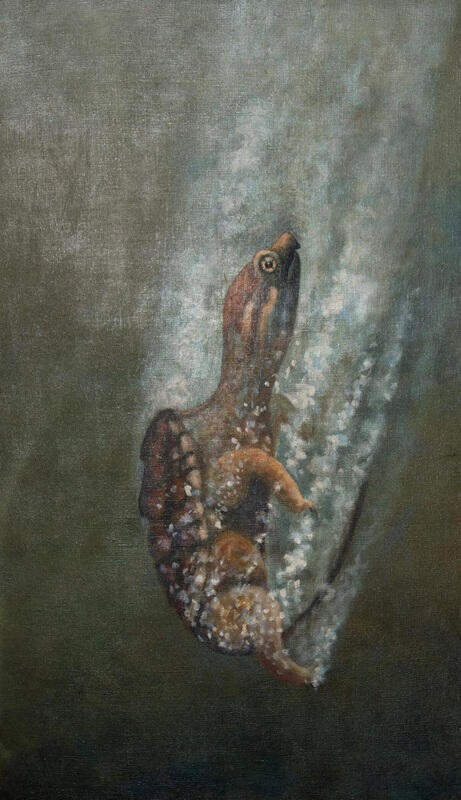 "Turtle Descending" (©️ 1966. Acrylic on canvas.)